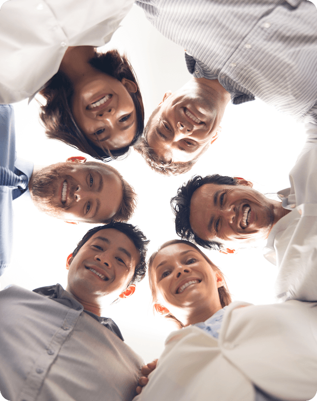 Diverse team smiling together